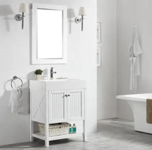 Vinnova Pavia 28” Modern White Single Sink Vanity Set with Acrylic under-mount Sink