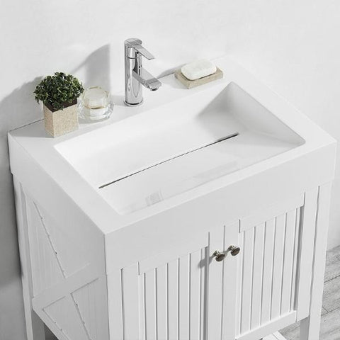 Image of Vinnova Pavia 28” Modern White Single Sink Vanity Set with Acrylic under-mount Sink 755028-WH-WH