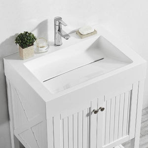 Vinnova Pavia 28” Modern White Single Vanity w/ Acrylic under-mount Sink