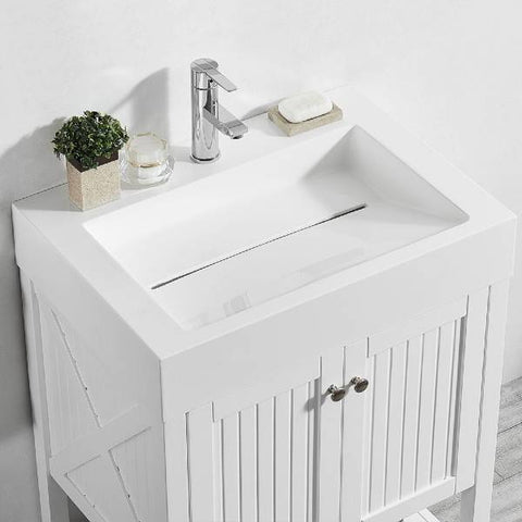 Image of Vinnova Pavia 28” Modern White Single Vanity w/ Acrylic under-mount Sink 755028-WH-WH-NM
