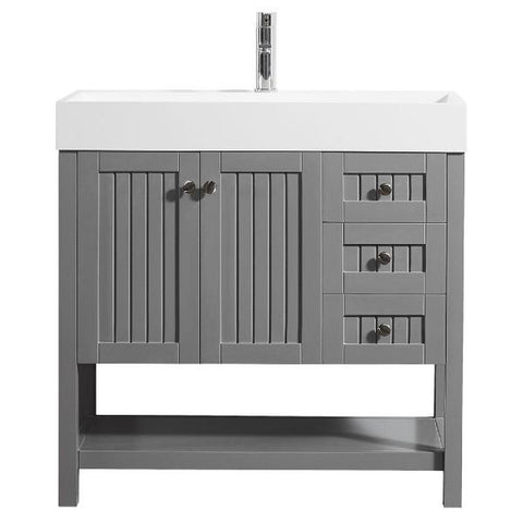 Image of Vinnova Pavia 36” Contemporary Grey Single Vanity with Acrylic under-mount Sink 755036-GR-WH-NM