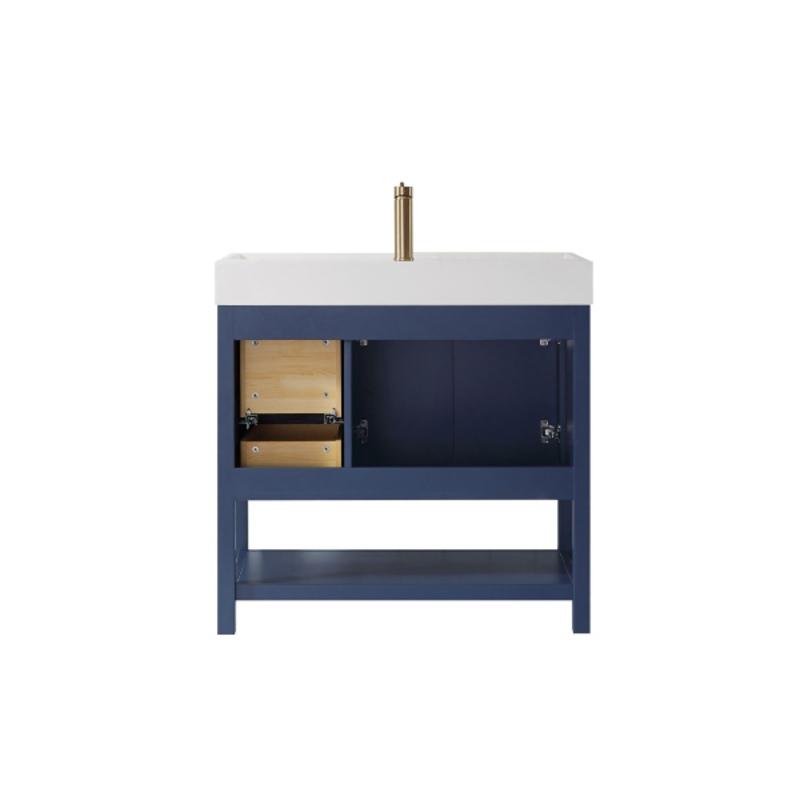 Vinnova Pavia 36” Contemporary Royal Blue Single Vanity with Acrylic under-mount Sink