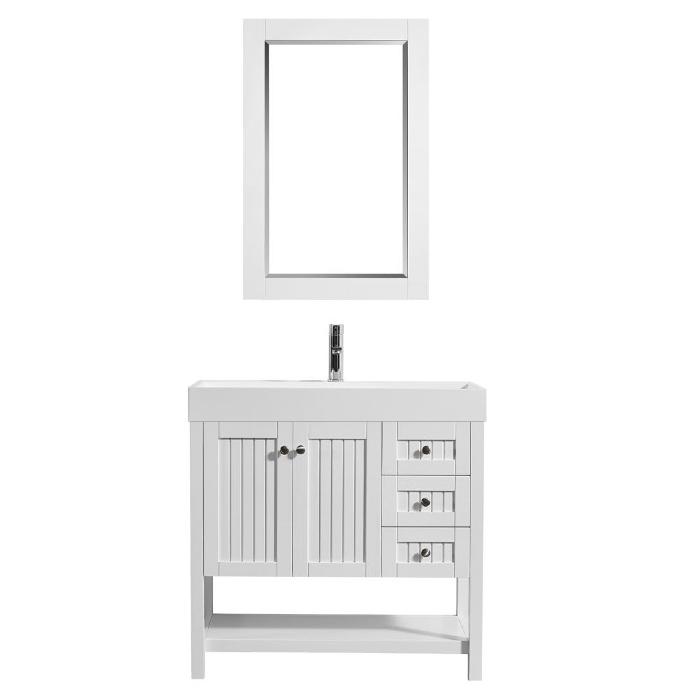 Vinnova Pavia 36” Contemporary White Single Vanity Set w/ Acrylic under-mount Sink 755036-WH-WH