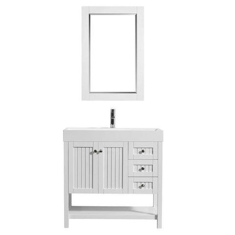 Image of Vinnova Pavia 36” Contemporary White Single Vanity Set w/ Acrylic under-mount Sink 755036-WH-WH