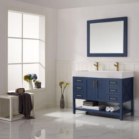 Image of Vinnova Pavia 48” Contemporary Royal Blue Single Vanity Set 755048-RB-WH