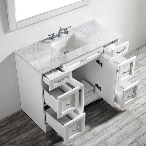 Image of Vinnova Pavia 48” Contemporary White Single Sink Vanity Set 710048-WH-CA
