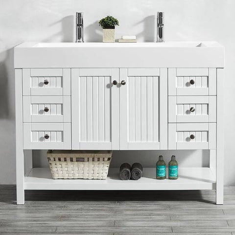 Image of Vinnova Pavia 48” Contemporary White Single Vanity 755048-WH-WH-NM 755048-WH-WH-NM