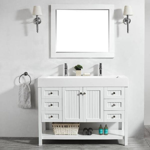 Image of Vinnova Pavia 48” Contemporary White Single Vanity Set 755048-WH-WH 755048-WH-WH