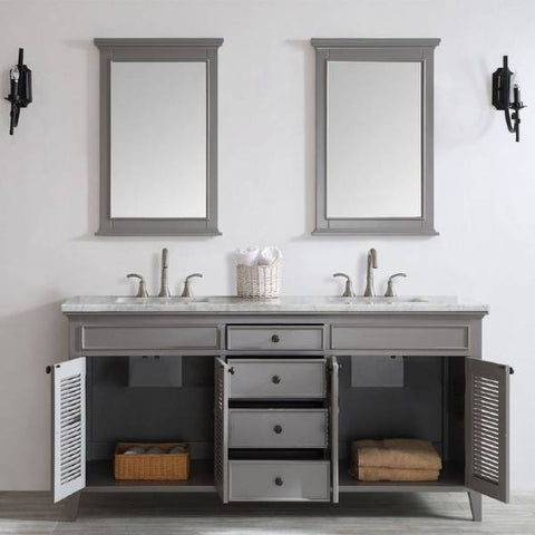 Image of Vinnova Piedmont 72" Transitional Grey Double Sink Vanity Set 708072-GR-CA