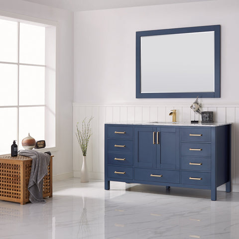 Image of Vinnova Shannon 60" Single Bathroom Vanity in Royal Blue with Mirror 785060-RB-WS 785060-RB-WS