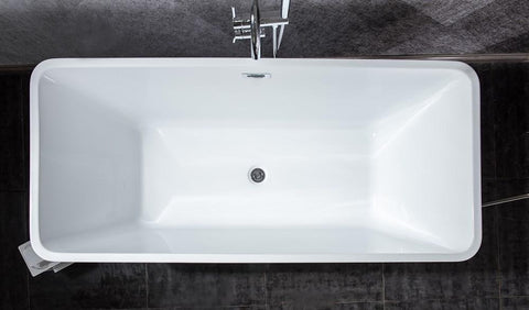 Image of Vinter 59" Free Standing Acrylic Vintage Freestanding Bathtub w/ Chrome Drain