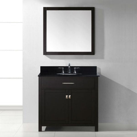 Image of Virtu Caroline 36" Espresso Single Bathroom Vanity w/ Black Top MS-2036