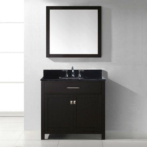 Image of Virtu Caroline 36" Espresso Single Bathroom Vanity w/ Black Top MS-2036