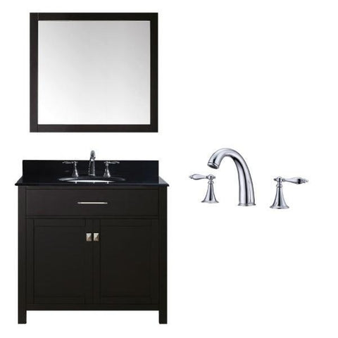Image of Virtu Caroline 36" Espresso Single Bathroom Vanity w/ Black Top MS-2036 MS-2036-BGRO-ES-002