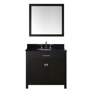 Virtu Caroline 36" Espresso Single Bathroom Vanity w/ Black Top MS-2036 MS-2036-BGRO-ES