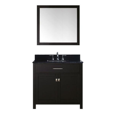 Image of Virtu Caroline 36" Espresso Single Bathroom Vanity w/ Black Top MS-2036 MS-2036-BGSQ-ES