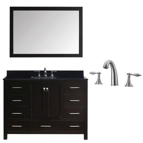 Image of Virtu Caroline Ave 48 Espresso Freestanding Single Bathroom Vanity w/ Black Top GS-50048 GS-50048-BGSQ-ES-001