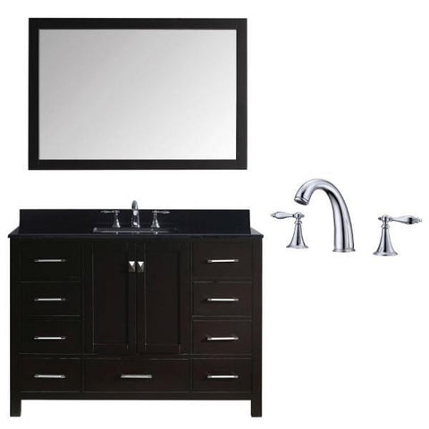 Image of Virtu Caroline Ave 48 Espresso Freestanding Single Bathroom Vanity w/ Black Top GS-50048 GS-50048-BGSQ-ES-002