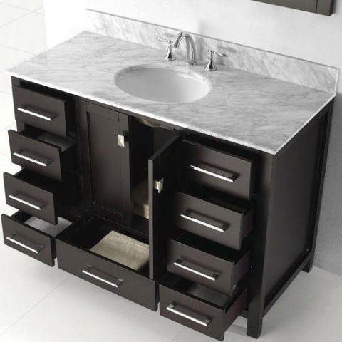 Image of Virtu Caroline Ave 48 Espresso Single Bathroom Vanity w/ White Top GS-50048 GS-50048-WMRO-ES-NM