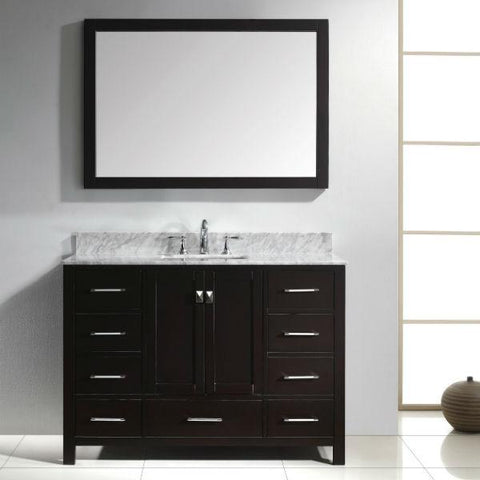 Image of Virtu Caroline Ave 48 Espresso Single Bathroom Vanity w/ White Top GS-50048 GS-50048-WMRO-ES-NM