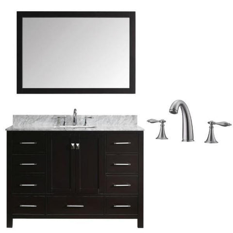 Image of Virtu Caroline Ave 48 Espresso Single Bathroom Vanity w/ White Top GS-50048 GS-50048-WMSQ-ES-001