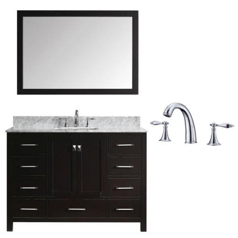 Image of Virtu Caroline Ave 48 Espresso Single Bathroom Vanity w/ White Top GS-50048 GS-50048-WMSQ-ES-002