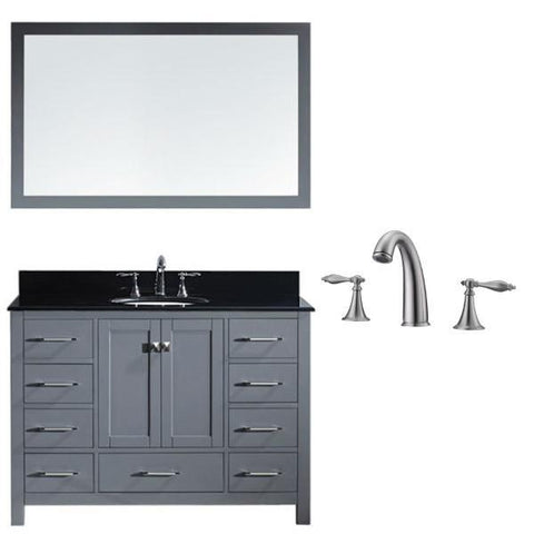Image of Virtu Caroline Ave 48 Grey Single Bathroom Vanity w/ Black Top GS-50048 GS-50048-BGRO-GR-001