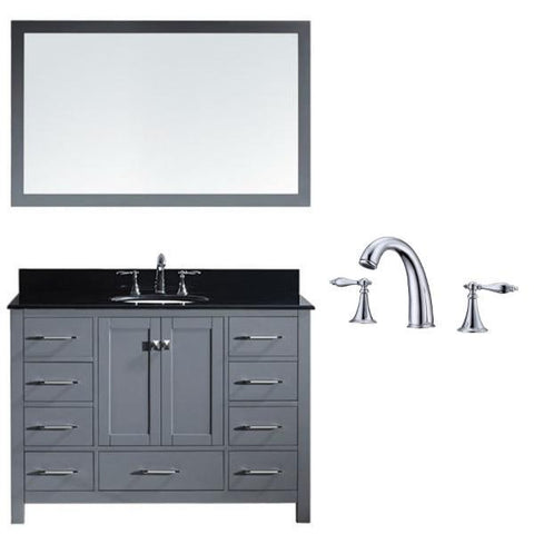 Image of Virtu Caroline Ave 48 Grey Single Bathroom Vanity w/ Black Top GS-50048 GS-50048-BGRO-GR-002