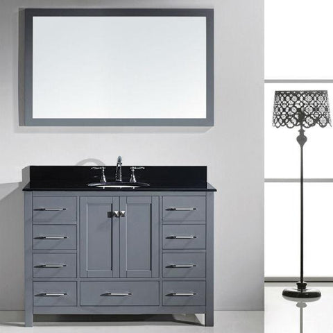 Image of Virtu Caroline Ave 48 Grey Single Bathroom Vanity w/ Black Top GS-50048