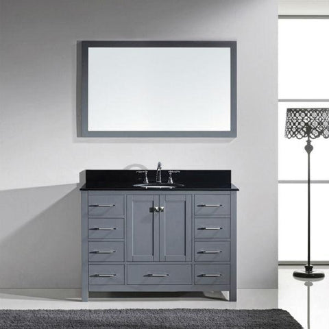 Image of Virtu Caroline Ave 48 Grey Single Bathroom Vanity w/ Black Top GS-50048 GS-50048-BGRO-GR