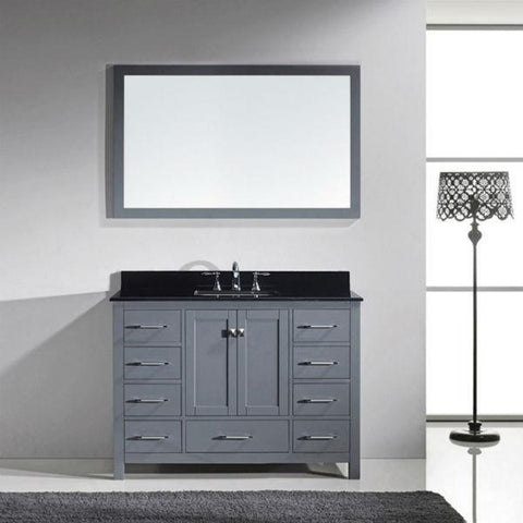 Image of Virtu Caroline Ave 48 Grey Single Bathroom Vanity w/ Black Top GS-50048 GS-50048-BGRO-GR