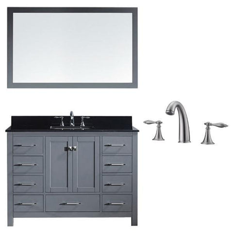 Image of Virtu Caroline Ave 48 Grey Single Bathroom Vanity w/ Black Top GS-50048 GS-50048-BGSQ-GR-001