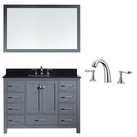Image of Virtu Caroline Ave 48 Grey Single Bathroom Vanity w/ Black Top GS-50048 GS-50048-BGSQ-GR-002