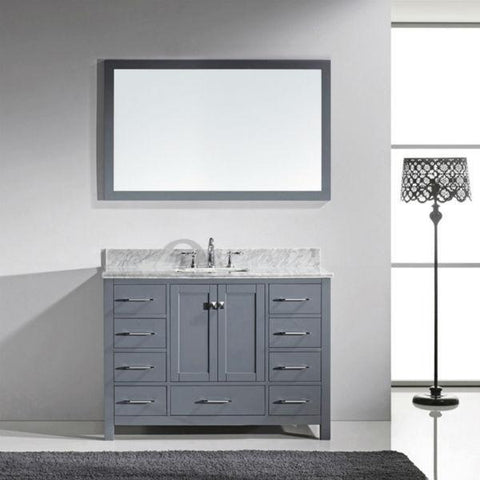 Image of Virtu Caroline Ave 48 Grey Single Bathroom Vanity w/ White Top GS-50048 GS-50048-WMRO-GR-NM