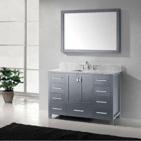 Image of Virtu Caroline Ave 48 Grey Single Bathroom Vanity w/ White Top GS-50048 GS-50048-WMRO-GR-NM