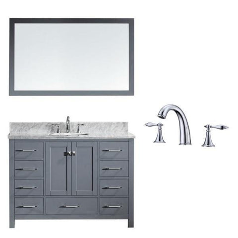 Image of Virtu Caroline Ave 48 Grey Single Bathroom Vanity w/ White Top GS-50048 GS-50048-WMSQ-GR-002