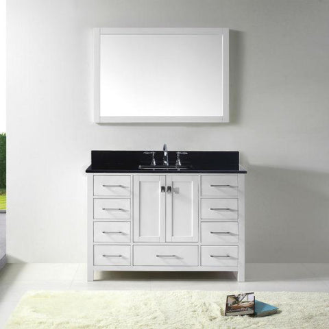 Image of Virtu Caroline Ave 48 White Single Bathroom Vanity w/ Black Top GS-50048 GS-50048-BGRO-WH