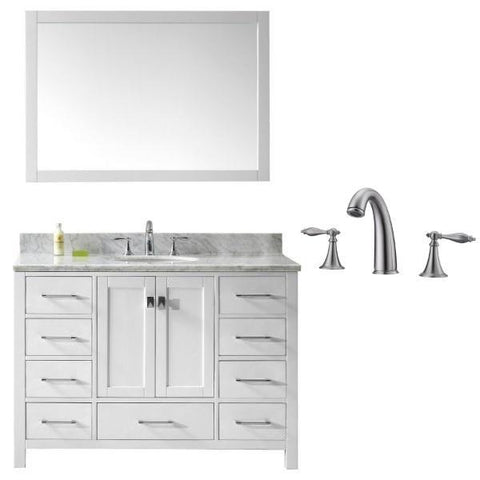 Image of Virtu Caroline Ave 48 White Single Bathroom Vanity w/ White Top GS-50048 GS-50048-WMRO-WH-001