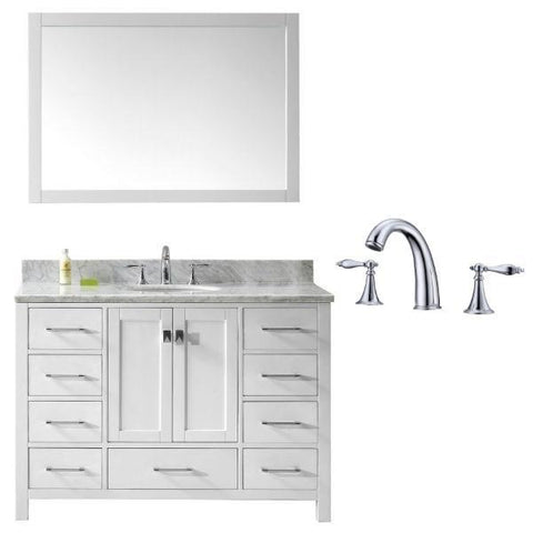 Image of Virtu Caroline Ave 48 White Single Bathroom Vanity w/ White Top GS-50048 GS-50048-WMRO-WH-002