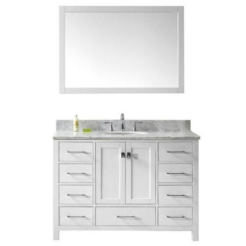 Image of Virtu Caroline Ave 48 White Single Bathroom Vanity w/ White Top GS-50048 GS-50048-WMRO-WH