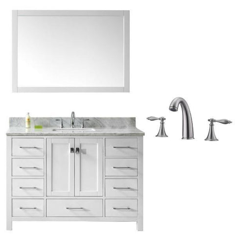 Image of Virtu Caroline Ave 48 White Single Bathroom Vanity w/ White Top GS-50048 GS-50048-WMSQ-WH-001