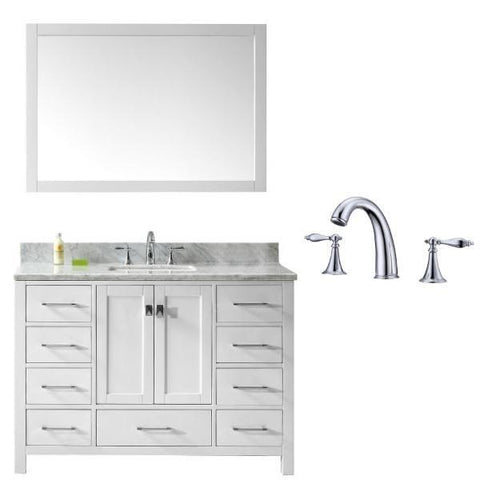 Image of Virtu Caroline Ave 48 White Single Bathroom Vanity w/ White Top GS-50048 GS-50048-WMSQ-WH-002
