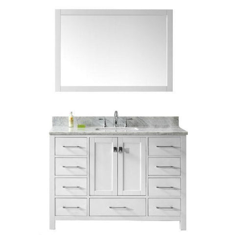 Image of Virtu Caroline Ave 48 White Single Bathroom Vanity w/ White Top GS-50048 GS-50048-WMSQ-WH