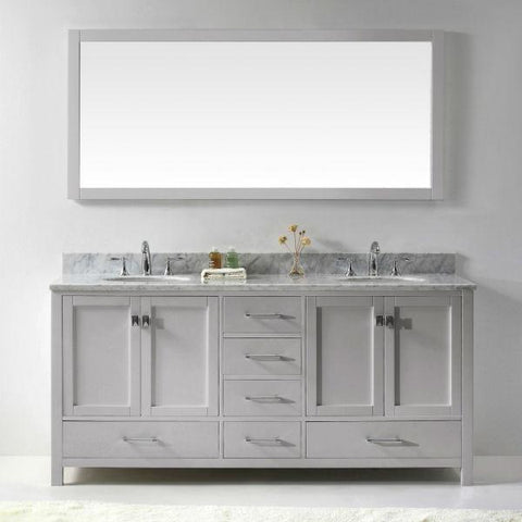 Image of Virtu Caroline Ave 72" Cashmere Double Bathroom Vanity w/ White Top GD-50072