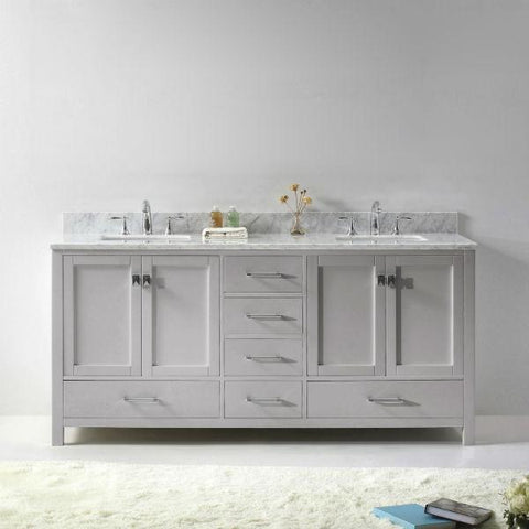 Image of Virtu Caroline Ave 72" Cashmere Double Bathroom Vanity w/ White Top GD-50072