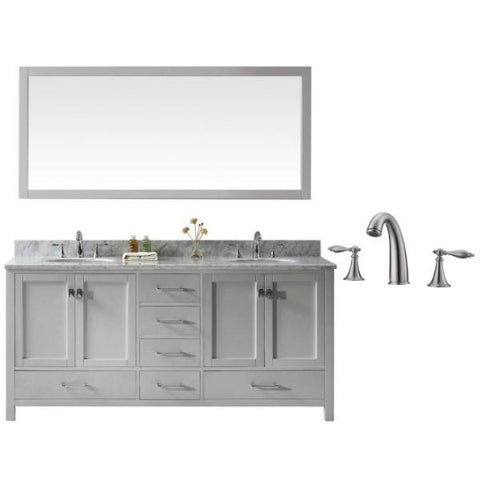 Image of Virtu Caroline Ave 72" Cashmere Double Bathroom Vanity w/ White Top GD-50072 GD-50072-WMRO-CG-001