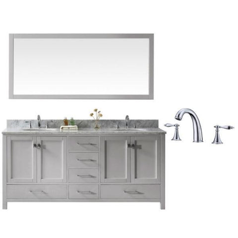 Image of Virtu Caroline Ave 72" Cashmere Double Bathroom Vanity w/ White Top GD-50072 GD-50072-WMRO-CG-002