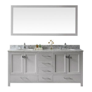 Virtu Caroline Ave 72" Cashmere Double Bathroom Vanity w/ White Top GD-50072 GD-50072-WMRO-CG