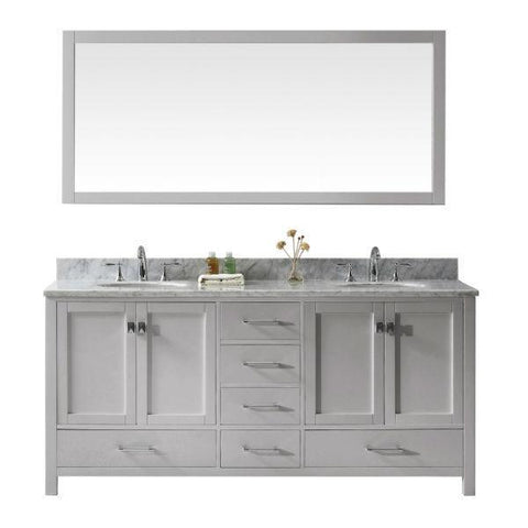Image of Virtu Caroline Ave 72" Cashmere Double Bathroom Vanity w/ White Top GD-50072 GD-50072-WMRO-CG