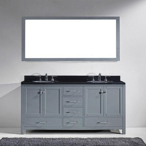 Image of Virtu Caroline Ave 72" Grey Double Bathroom Vanity w/ Black Top GD-50072 GD-50072-BGRO-GR